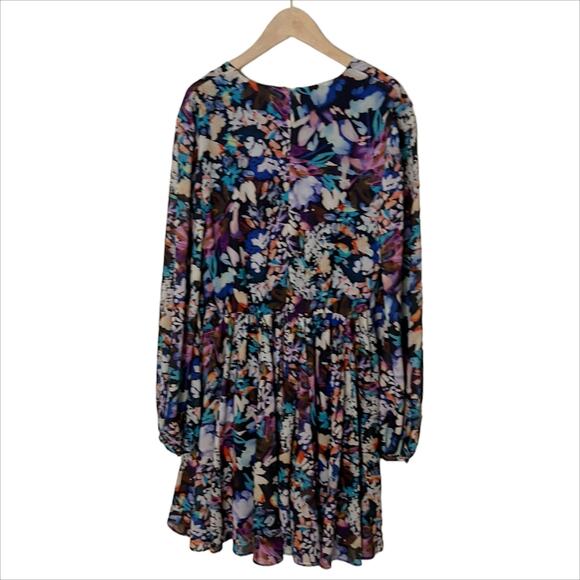 NWT Badgley Mischka Long Sleeve Alison Mini Dress in Floral Print Size 4 - Picture 3 of 8